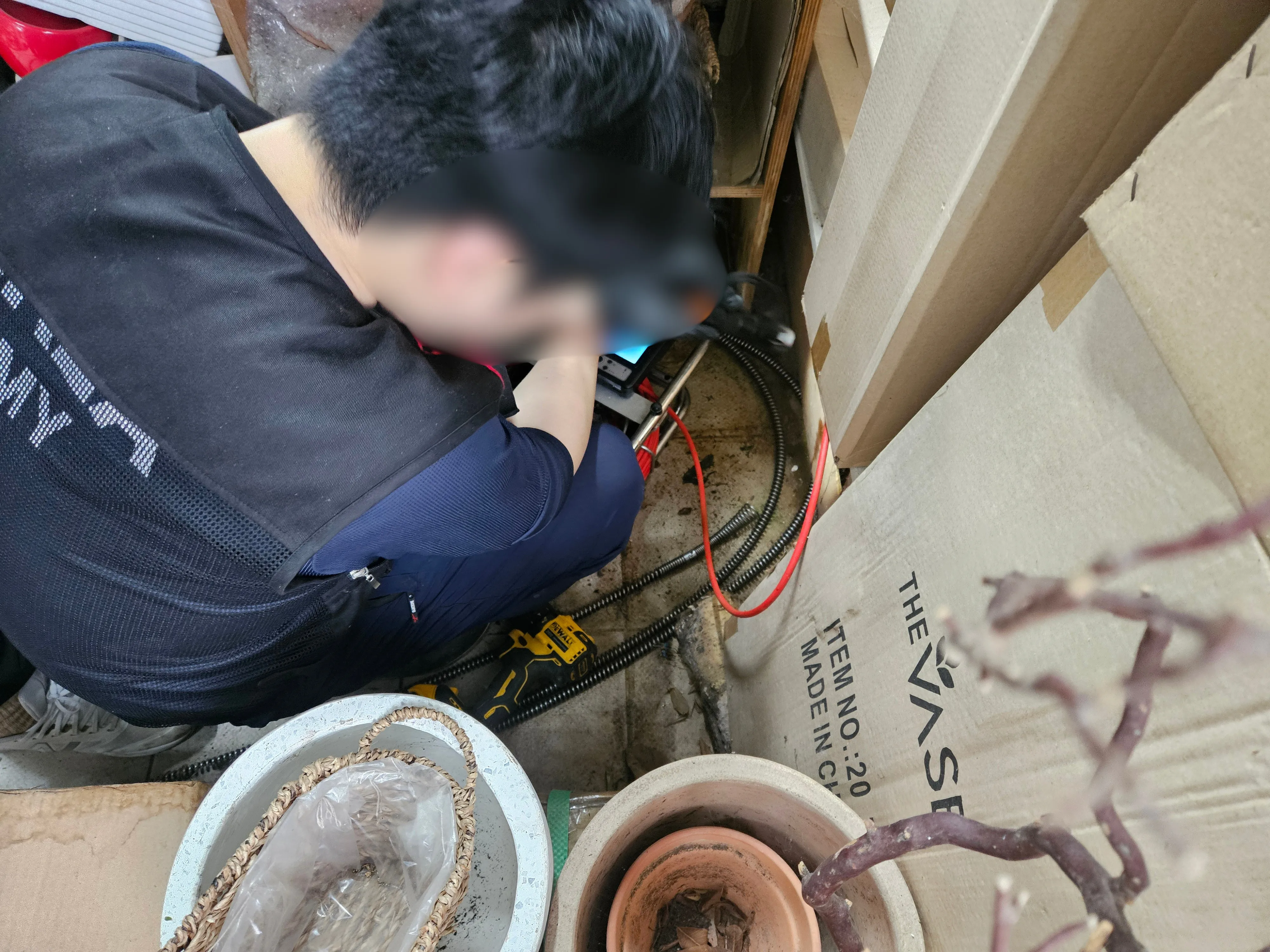 꽃집 상가 배관 내시경 진단 작업